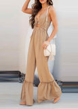 V Neck Cutout Tied Detail Jumpsuit