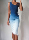 Gradient Sleeveless Slim Midi Dress