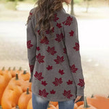 Leaves Printed Casual Women's Cardigan