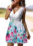 V-Neck Print Sleeveless Dress