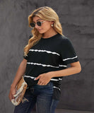 Black Tie-dye Stripe Casual T-Shirt