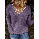 V-neck knitted cute Pullover Sweater