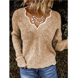 V-neck knitted cute Pullover Sweater