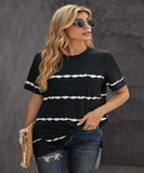 Black Tie-dye Stripe Casual T-Shirt