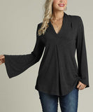 Pleated V-Neck Tunic Top