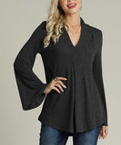 Pleated V-Neck Tunic Top