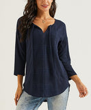 Navy Embroidered Notch Neck Hi-Low Tunic Top