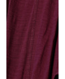 Berry Puff-Sleeve Contrast-Stitch A-Line Tunic Top