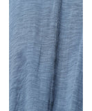 Denim Blue Puff-Sleeve Contrast-Stitch A-Line Tunic Top