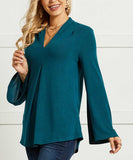 Pleated V-Neck Tunic Top