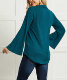 Pleated V-Neck Tunic Top