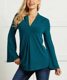 Pleated V-Neck Tunic Top