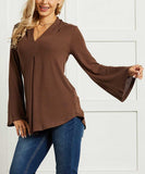 Pleated V-Neck Tunic Top