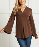 Pleated V-Neck Tunic Top