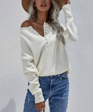 White Button-Front Sweater