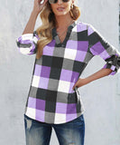 Plaid Notch Neck Top