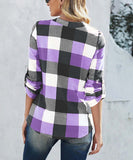 Plaid Notch Neck Top