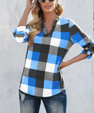 Plaid Notch Neck Top