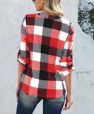 Plaid Notch Neck Top