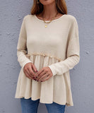 Beige Waffle-Knit Empire-Waist Tunic - Women