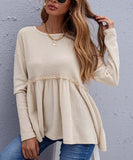 Beige Waffle-Knit Empire-Waist Tunic - Women