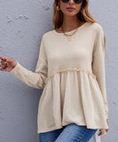 Beige Waffle-Knit Empire-Waist Tunic - Women