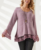 Lavender Embroidered Mesh Ruffle-Hem Tunic - Women & Plus