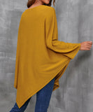 Handkerchief-Hem Cape-Sleeve Top