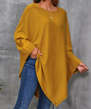 Handkerchief-Hem Cape-Sleeve Top