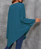 Handkerchief-Hem Cape-Sleeve Top