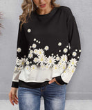 Floral Contrast-Sleeve Sweatshirt